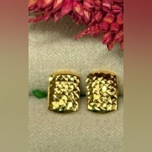 18k Gold Solid Square Diacut Earrings 💯 Real Gold Pawnable Code 750